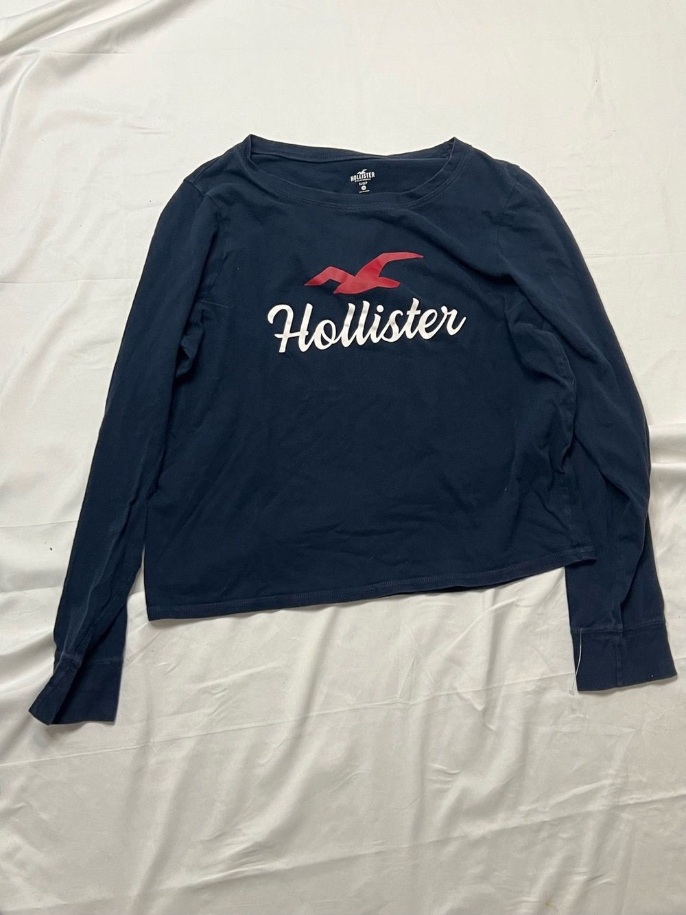 Hollister Navy Long Sleeve Shirt with Red Logo